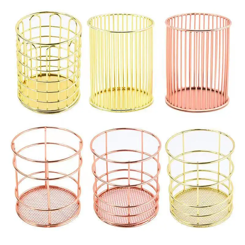 

Cosmetics Makeup Brushes Storage Box Cylindrical Case Storage Lipstick Brush Pen Holder Organizer Wrought Iron Pen Storage