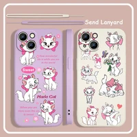 cute the aristocats for apple iphone 13 12 11 pro max mini xs xr x 8 7 6s 6 plus liquid rope soft phone case cover