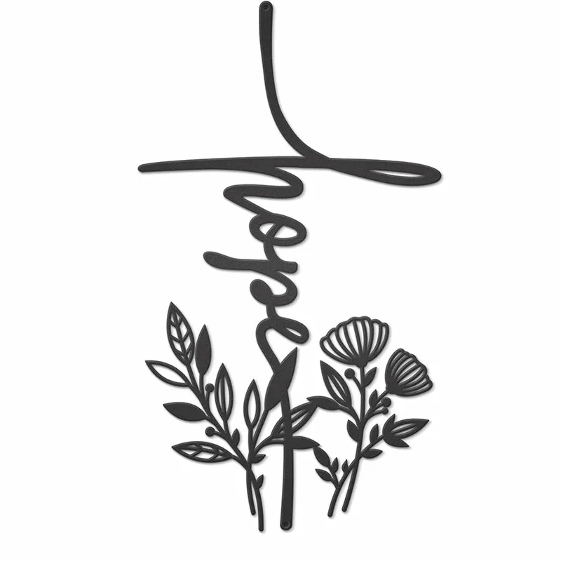 

Floral Hope Cross Wall Decoration Extra large Decorative Wall Hanging 18X11 Inch Home Living Room Interior Decoration Metal Art