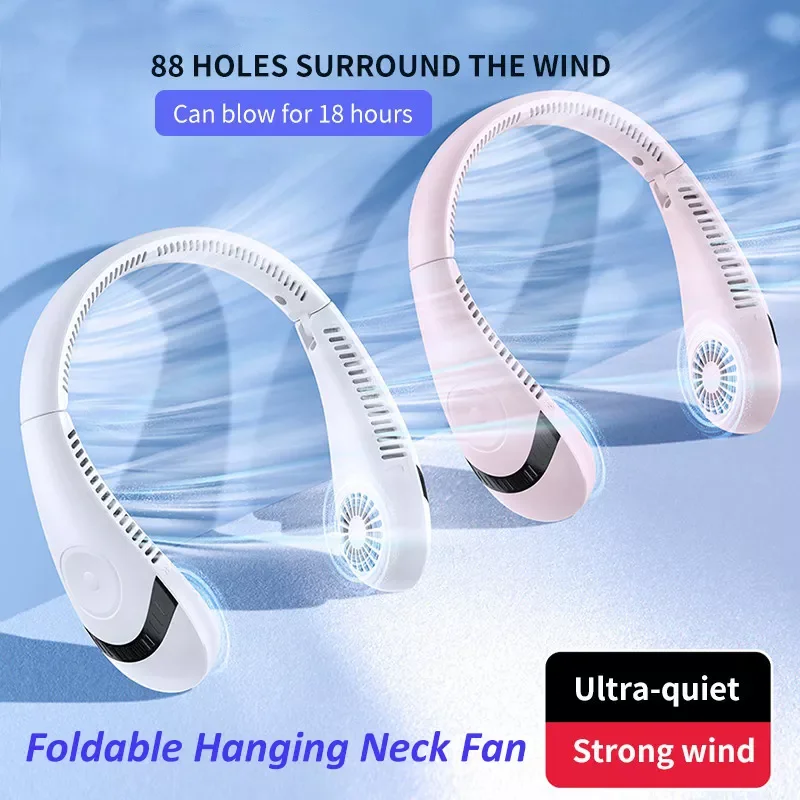 

Leafless hanging Neck Fan 360 Degree Ventilador Fan USB Rechargeable Mini Cooling Fan Portable Folding Sports Hanging Neck Fan