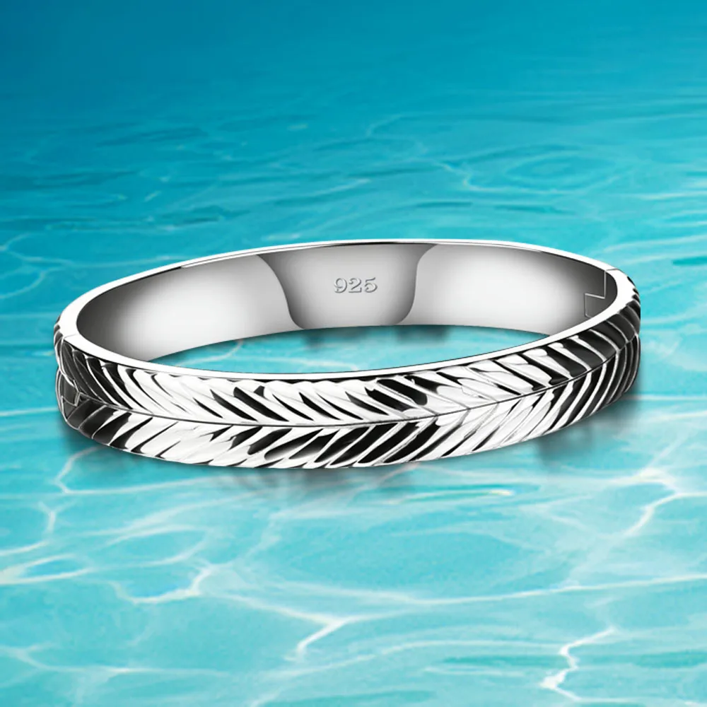 

Fashion 925 Sterling Silver Bracelet for Men's Geometric Round Oval Personality Simple Bangle Cool Men's and Women's Jewelry