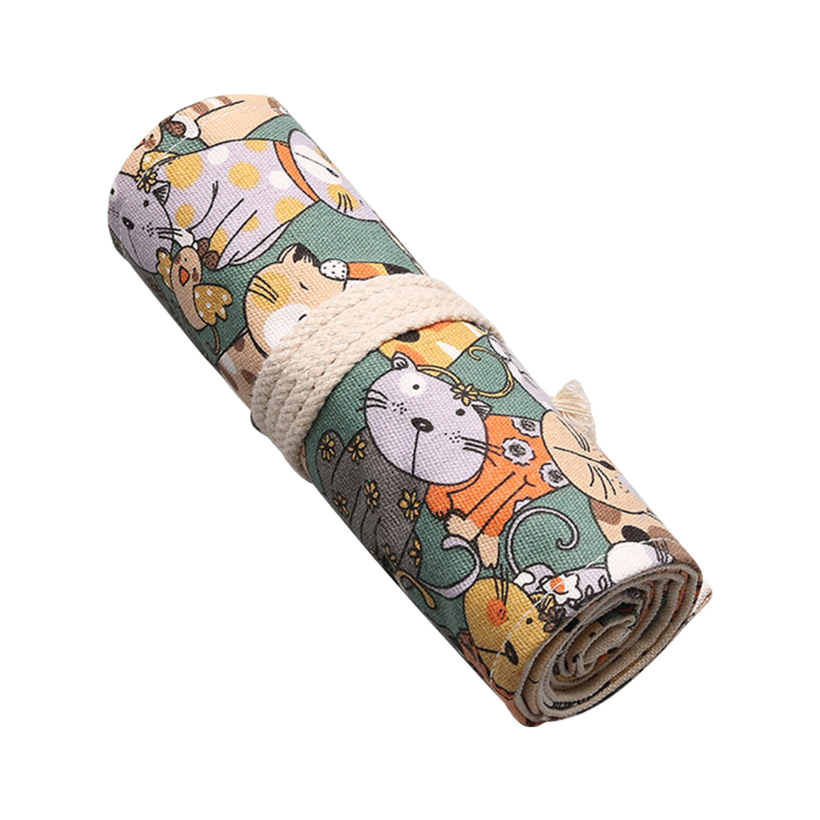 

Холст унисекс для аксессуаров, портативная цветная сумка для карандашей большой вместимости с мультяшным котом в подарок, универсальная, д...