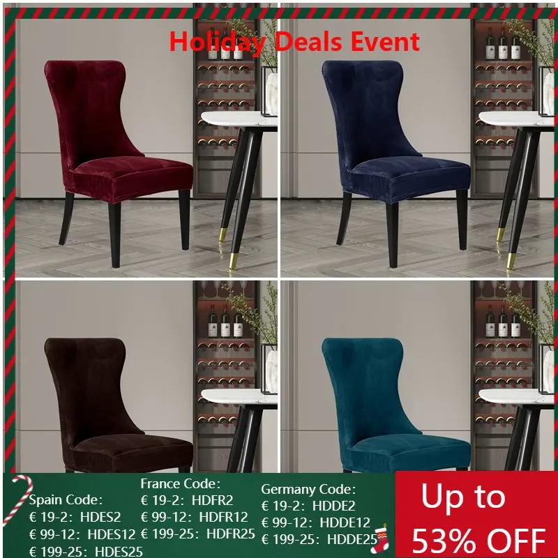 

Super Soft Velvet Chair Covers Nordic Curved Dining Chair Cover Stretch Spandex Wedding Chair Slipcovers for Hotel Living Room