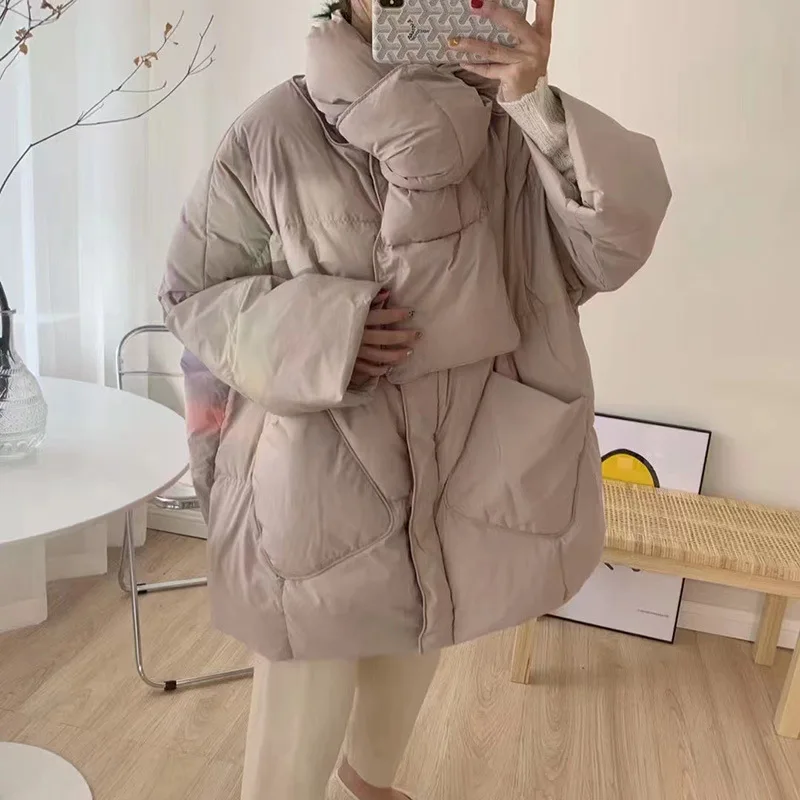 Scarf Down Jacket Winter 2022 New Net Red Mid-Length Sweet and Fashionable White Duck Down Thickened Bread Jacket Women's Tide