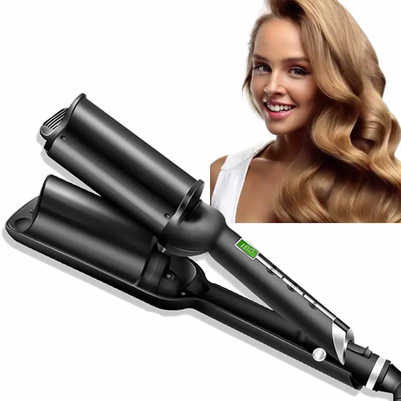 

Deep Wave 32MM Hair Curling Irons Three-tube Curler Pro Hair Curling Iron For Salon & Home Ceramic Curling Wand Curl Bar