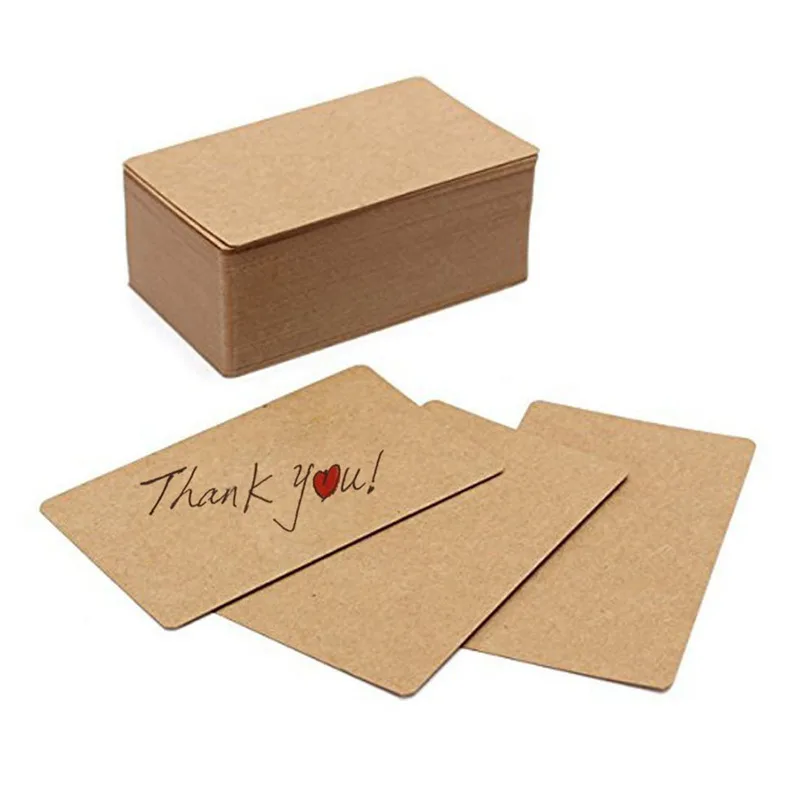 

100Pcs Blank Kraft Paper Business Cards Word Card Message Card DIY Gift Card