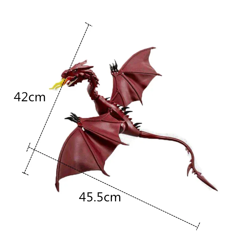 Фото Креативные строительные блоки Red Smaug Flame Dragon, классические фильмы, фигурки героев, кирпичи «сделай сам», игрушки для детей, рождественские подарки №4