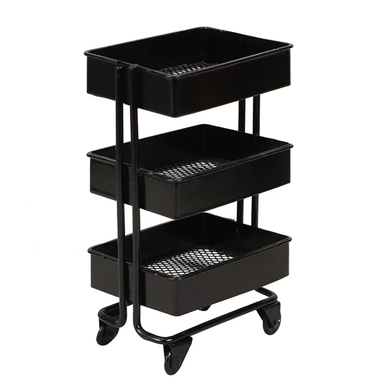 

Мини-кукольный домик, модель игрушки, Кухонное украшение, железная 3-уровневая тележка для хранения, «сделай сам», кукольный дом, кухонная ме...