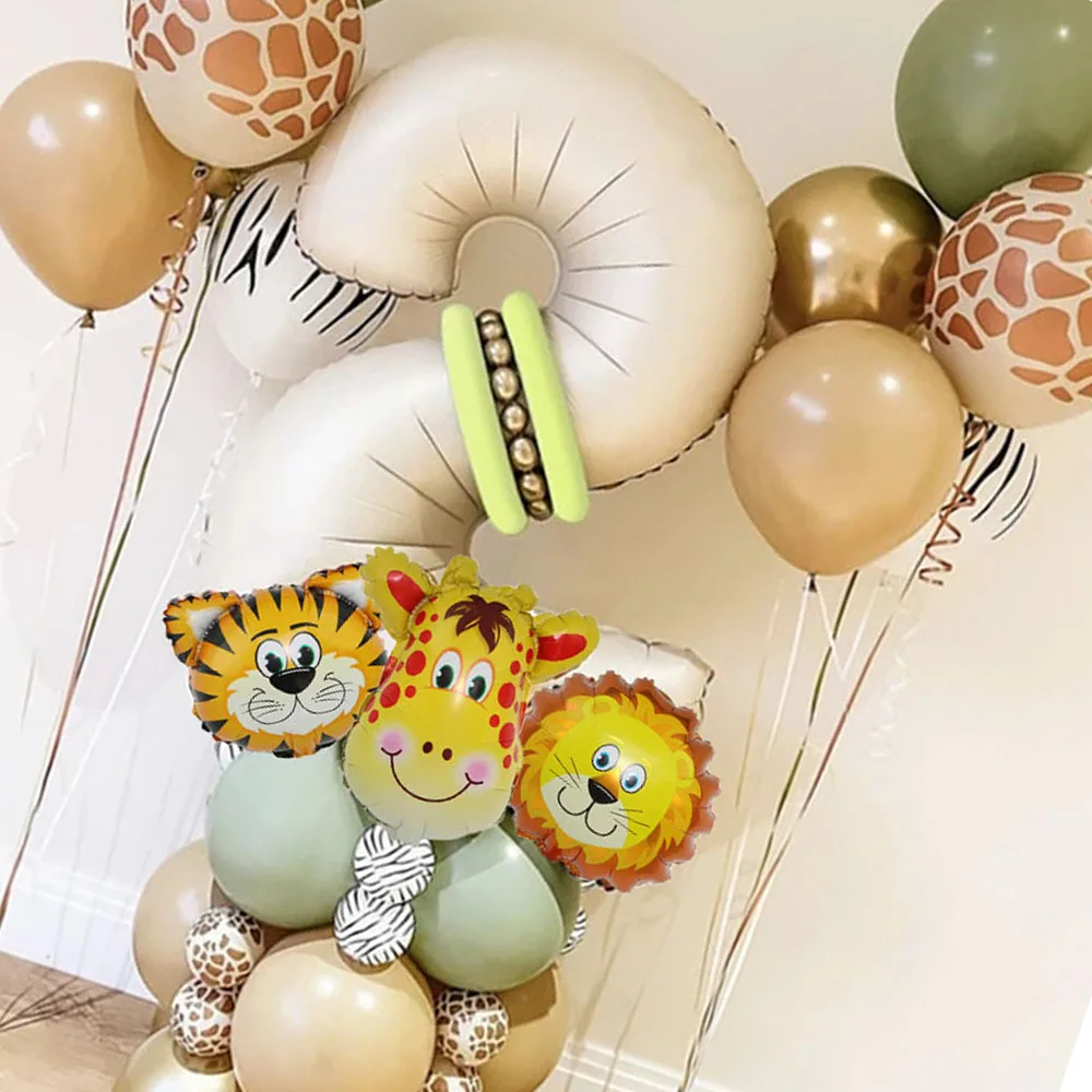 Воздушные шары в виде цифр 32 дюйма мини-шары из фольги с животными джунглях
