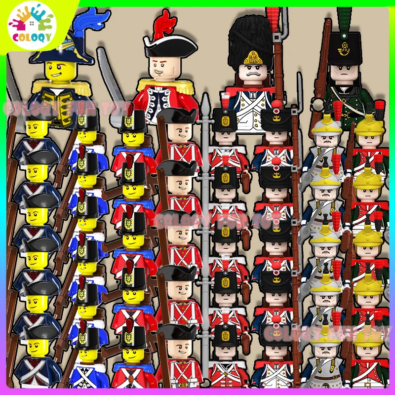 

Napoleonic WW2 Wars Series Building Blocks Military Soldiers MiniFigures British Fusilier Rifles Bagpiper Weapons Kids Toys Gift