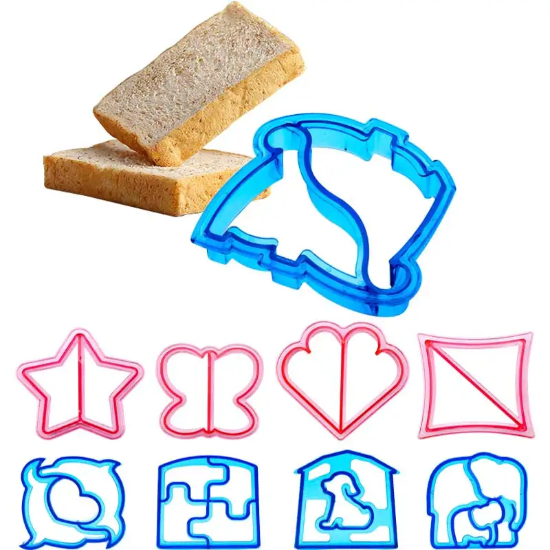 4pcs Lunch DIY Sandwiches Cutter Mould Food Cutting Die Bread Biscuits Mold Gift Kids Lunch Maker Cute Shape  Baking Supplies