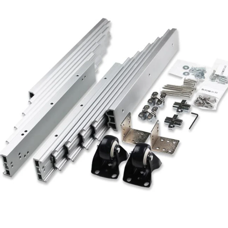 

Aluminum alloy Telescopic Cabinets Hidden Folding Table Rails Dining Table Slide Rails Flat Push Folding Table Hardware