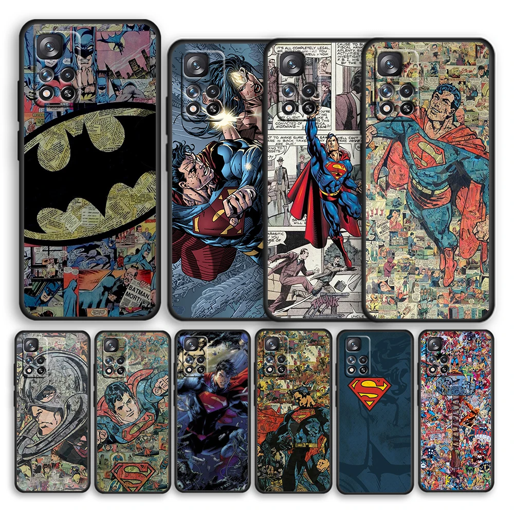 DC Superman Comic Logo Black Phone Case For Xiaomi Redmi Note 12 11E 11S 11 11T 10 10S 9 9T 9S 8T 8 Pro Plus 5G Cover Shell
