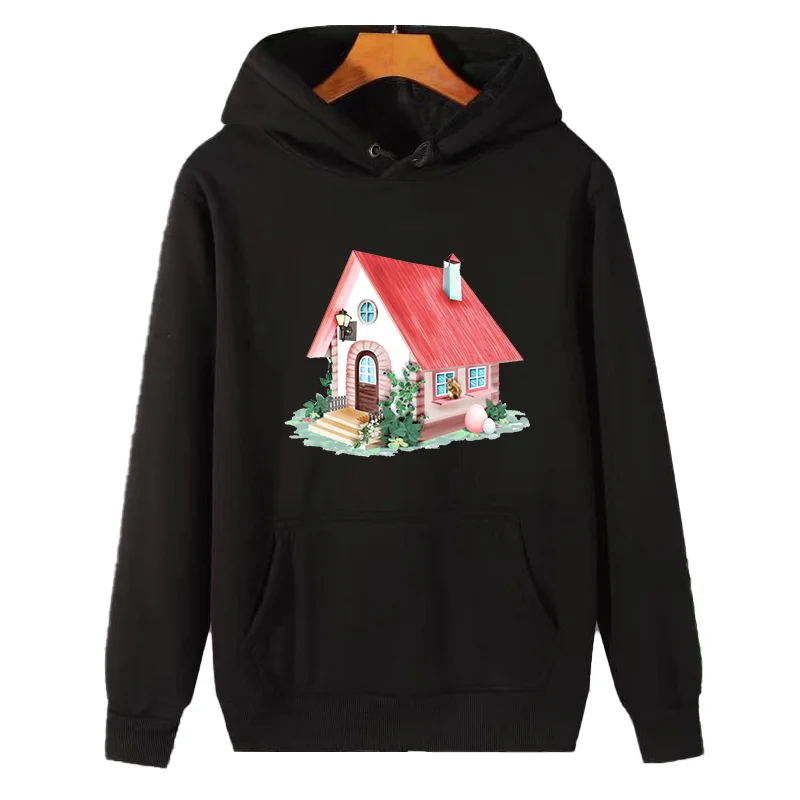 House home cottage playhouse roof, Dollhouse graphic Hooded sweatshirts christmas sweatshirt thick sweater hoodie fleece hoodie