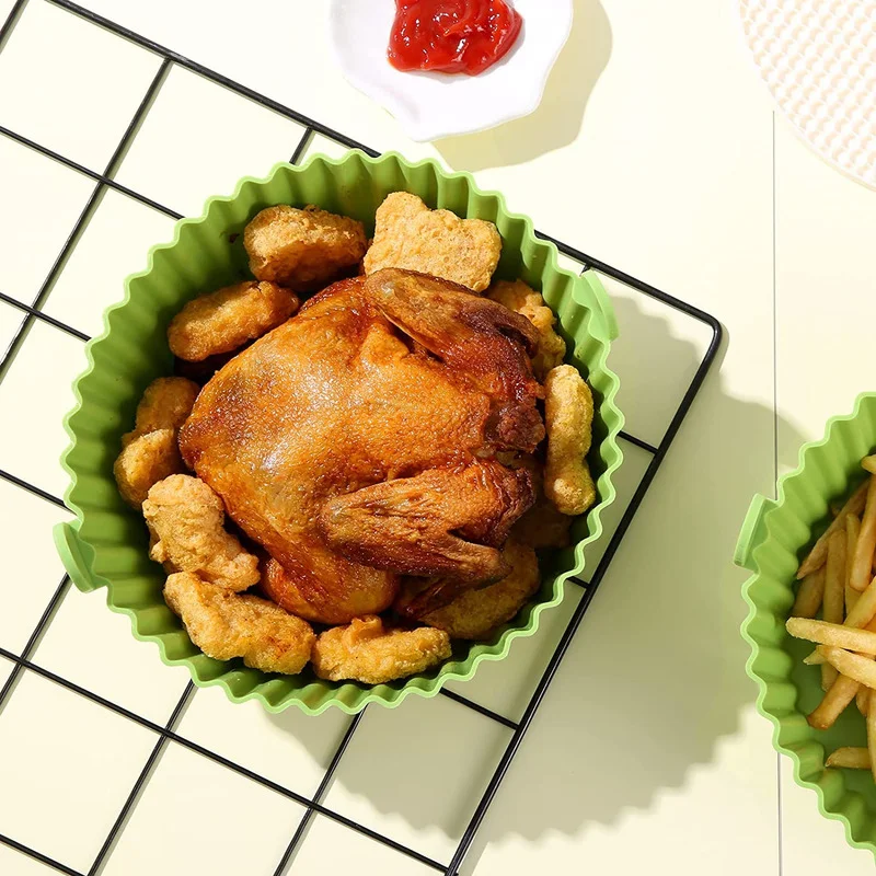 

Силиконовый горшок для фритюрницы, Легкая очистка, аксессуары для фритюрницы, корзина для духовки, кухонные силиконовые вкладыши для обжар...