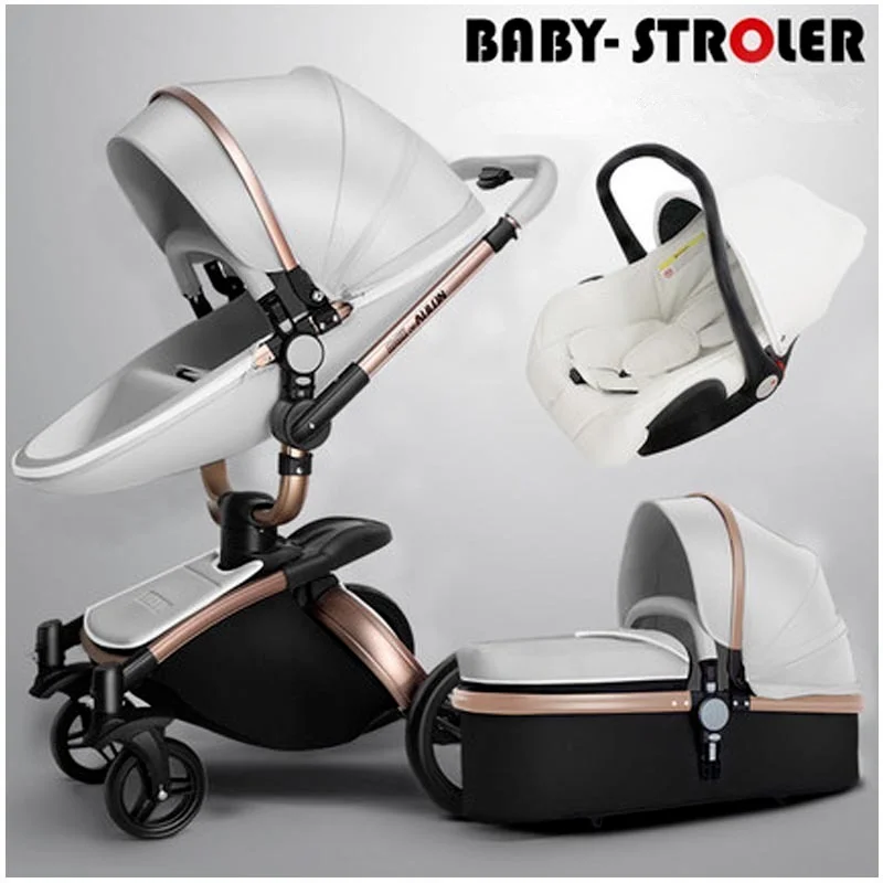 AGAPE High Landscape Baby Stroller 3 in 1 With Car Seat and Luxury Infant Set Newborn Trolley | Мать и ребенок