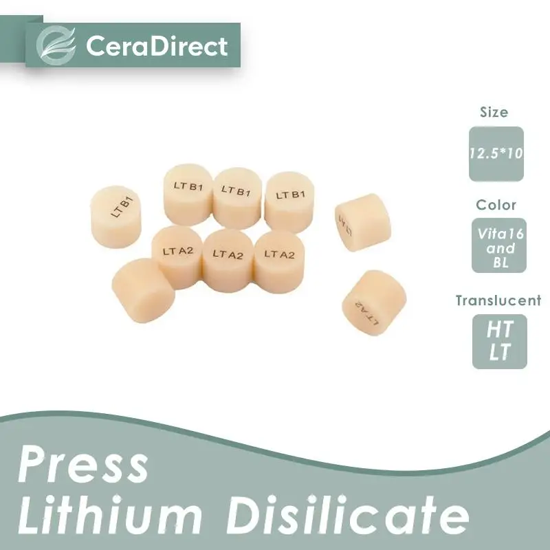 

Ceradirect Glass Ceramic Ingot (Press Lithium Disilicate)-HT/LT(5 Pieces)——for Dental Lab
