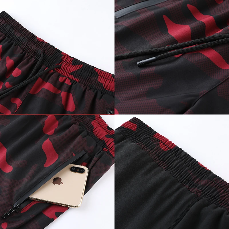 Running Shorts Men Gym Double-deck 2 IN 1 Short Pants Sport Fitness Basketball Jogging Workout Bodybuilding Camouflage