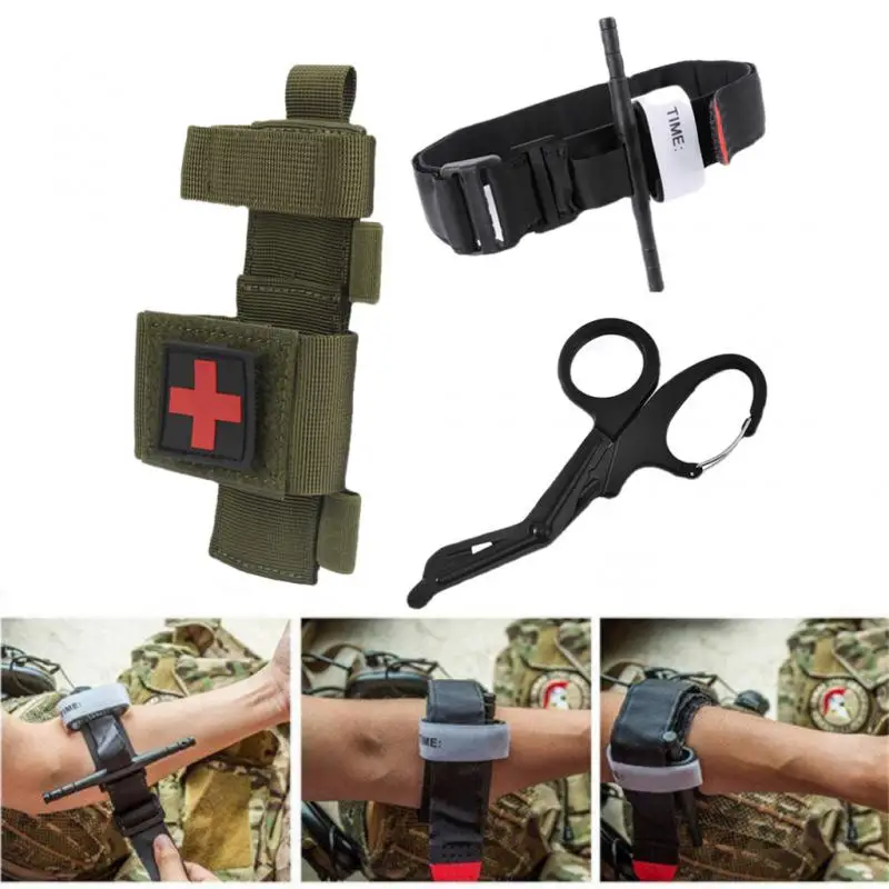 

Tactical First Aid Kit Tourniquet Hemostasis Belt Bandages EDC Bag Scissors Pouch Military Combat Emergency Safety Tool