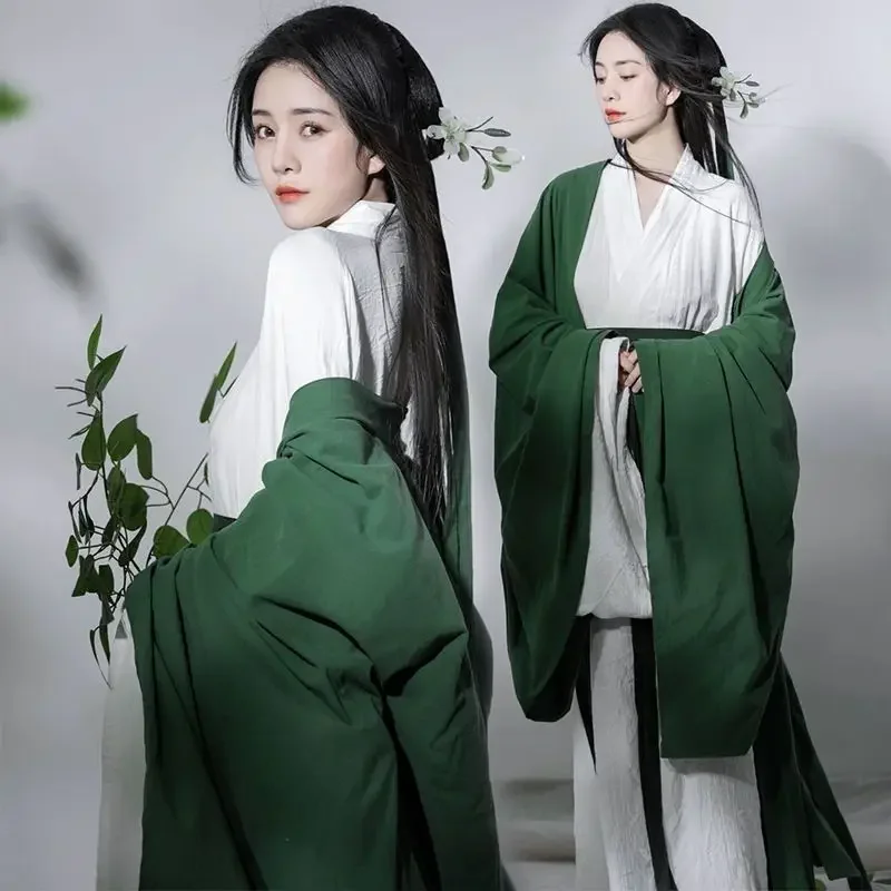 Фото Hanfu-Кардиган traditionnel en mousseline de soie pour femmes, manteau de style chinois, Pure Han Tang Prairie, vêtements №3
