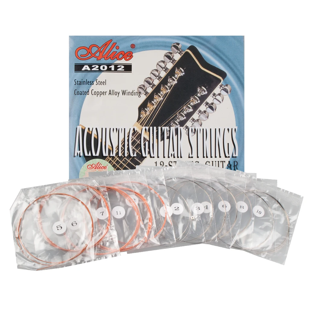

Alice Strings A2012 12 Strings Acoustic Guitar Strings 010-026 Stainless Steel Core Coated Copper Alloy Wound String