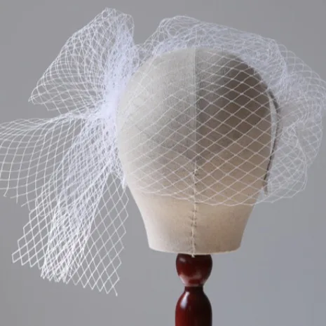 Черная Фата для лица свадебный головной убор с большим бантом сетчатая в виде