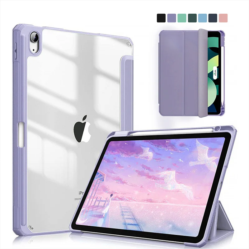 

For iPad case 2021 Mini 6 Pro 11 9th Generation Case 10.2 2018 9.7 5th 6th Air 4 5 10.9 10th PU Silicon Transparent Cover Funda