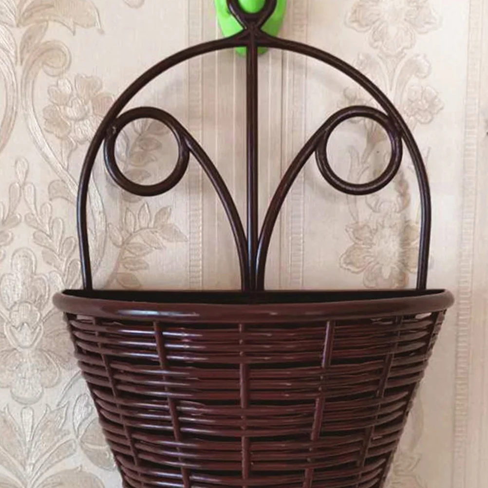Подвесная корзина для цветов ваза в форме конуса имитация ротанга настенный