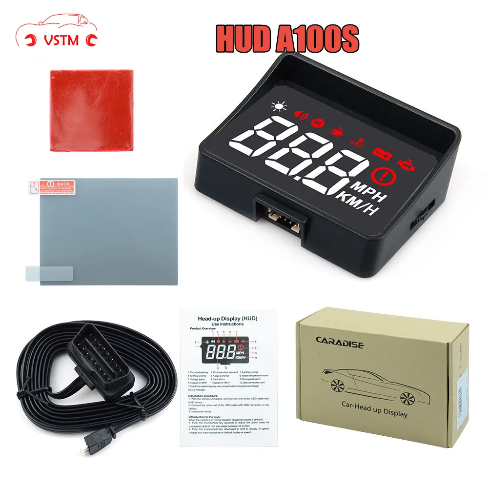 

2022 Latest Car Speedometer HUD A100S Monitor OBD2 Driving Computer Over-speed Alarm Voltage Windshield Projector