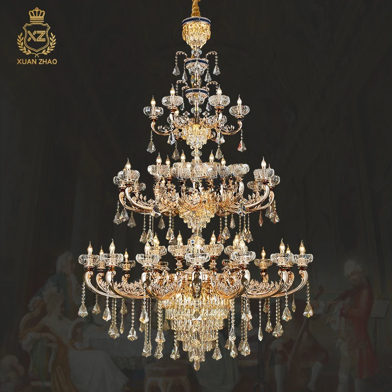 

Factory Custom european style Large Modern Luxury K9 Crystal Chandelier Big Crystal Lighting long lamps For Hotel Home Staircase