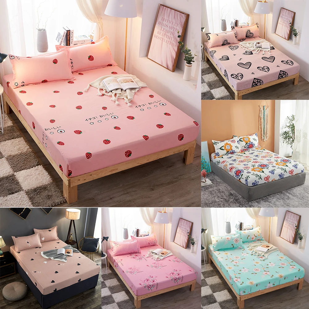 Pembe yatak çarşaf Modern basit tarzı ayarlanabilir yatak örtüsü dört köşe elastik bant ile çok boyutlu yatak çarşafı için