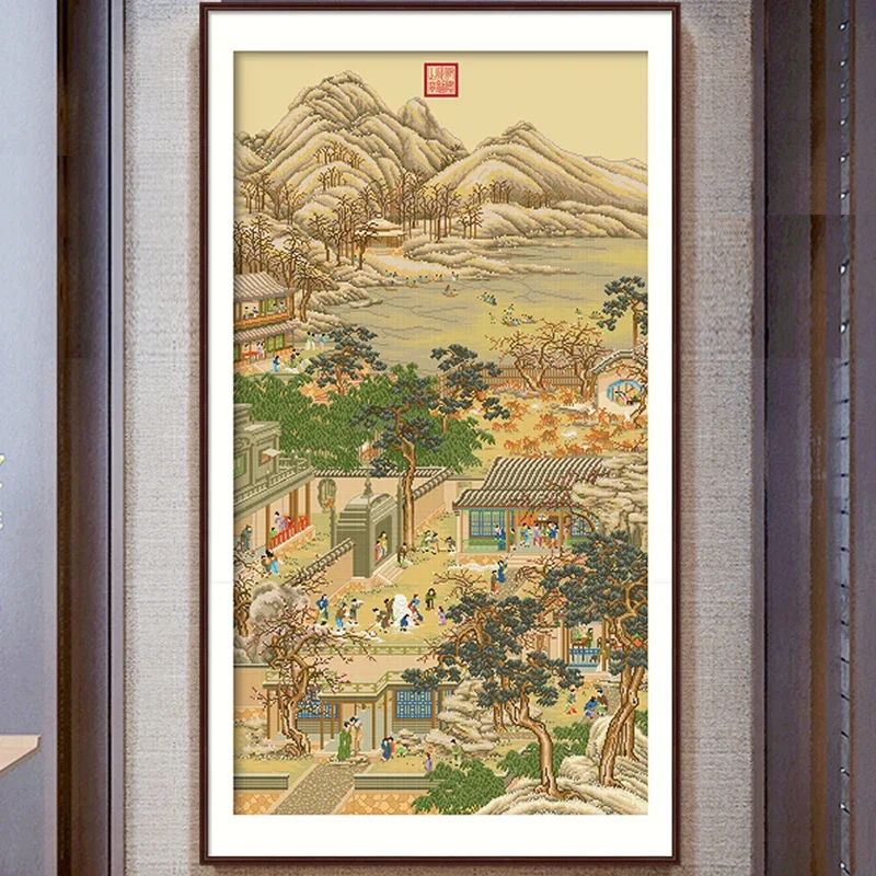 Весенний полный комплект для вышивки крестом напечатанный на ткани императора