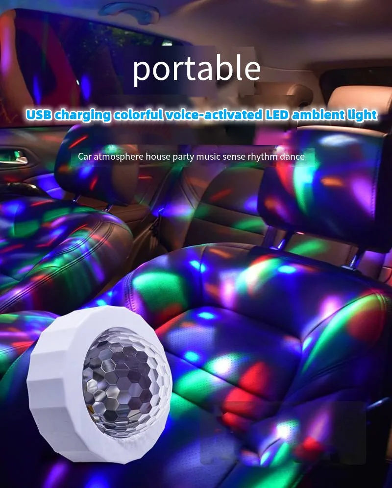 

Portable New USB Charging Colorful Voice-activated LED Ambient Light Home Party Festival Music Rhythm Magic Ball Light