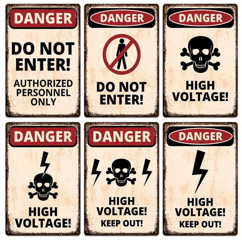 

New public danger warning sign tin painting garden signs decorative painting frameless hanging paintings Living Room Home decor