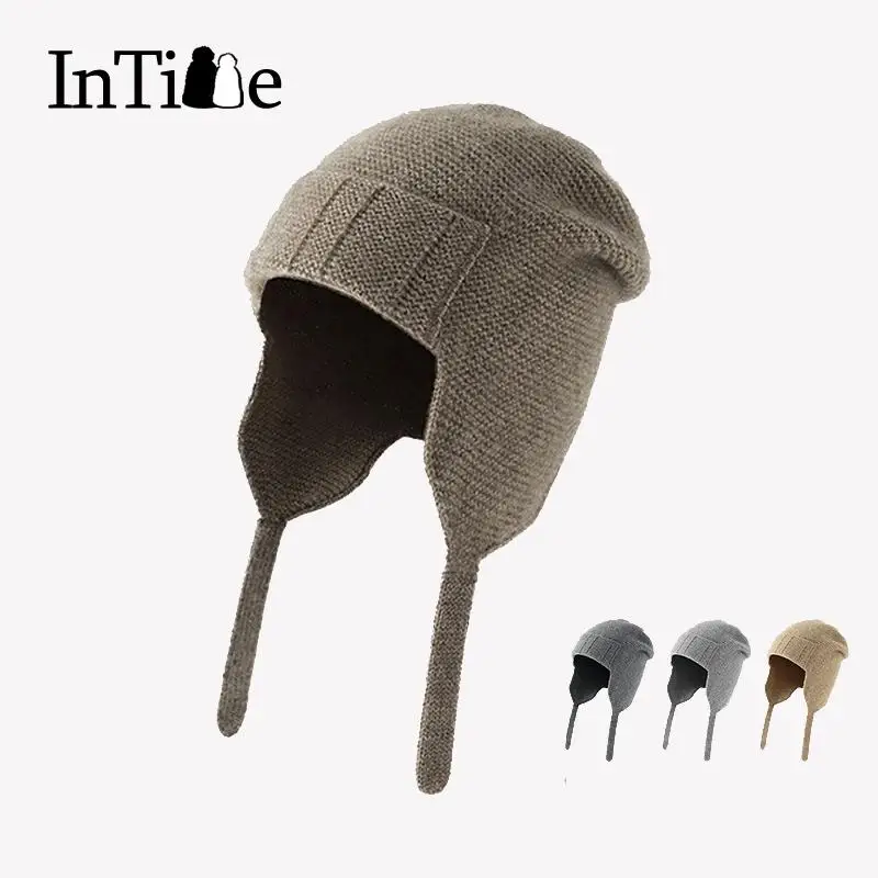 

2022 Winter Women Knitted Hat Wool Plush Ear Protection Vintage Females Hat Fashion Leisure Polit Warm Cap Retro Soft Ladie Caps