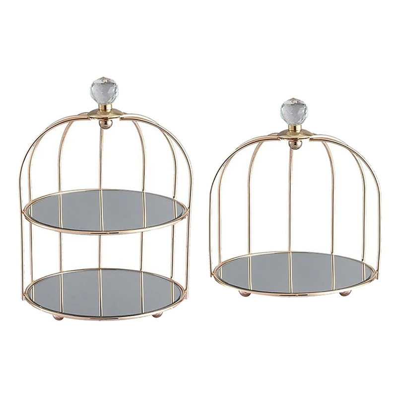 

2Pcs Nordic Fashion Cosmetic Desktop Storage Box Storage Shelf Tray Dressing Table Finishing Rack -2 Tiers & 1 Tiers