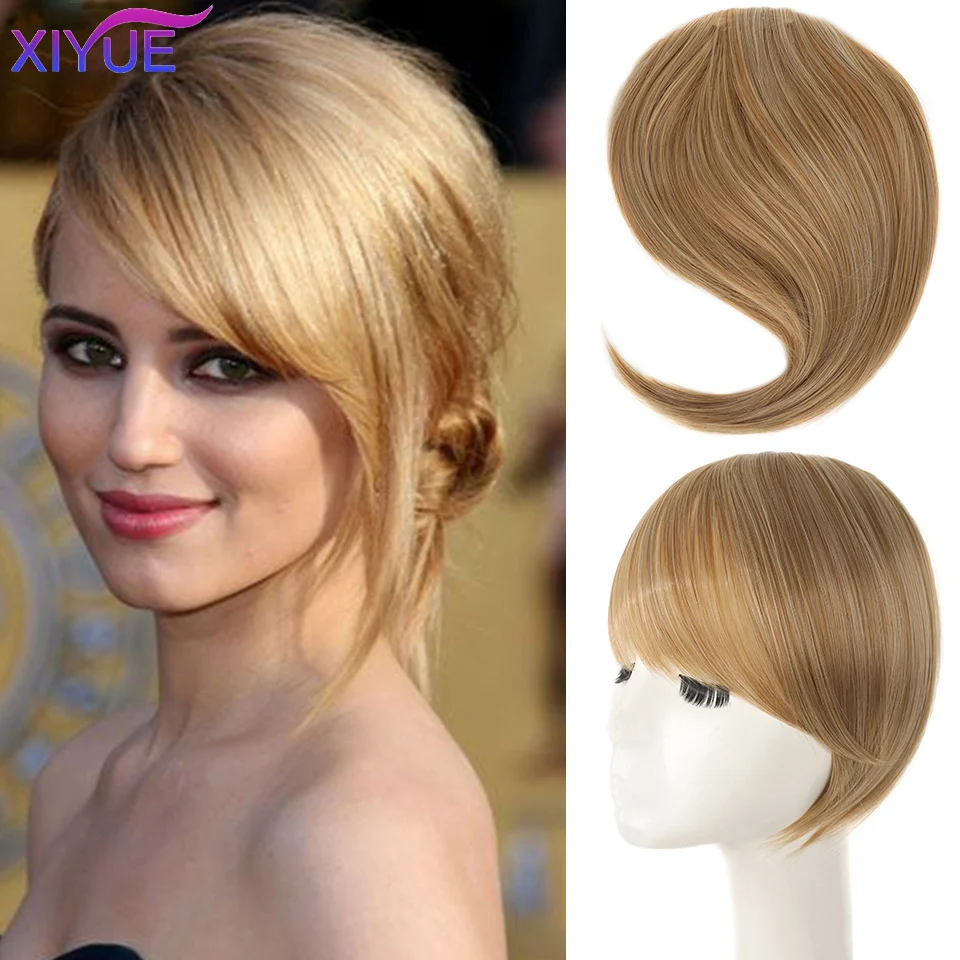 

XIYUE Synthetic Bangs Hairpiece Clip in the Front Side Bangs Fake Fringe Hair Extensions Blonde Bangs Heat Resistant Fake Hair