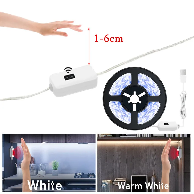 

LED Light Strip Wardrobe Decor Backlight TV Kitchen Night Light 5V USB Hand Sweep Waving ON OFF Sensor Cabinet Lamp Waterproof