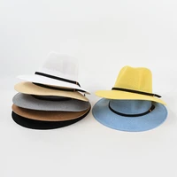 wide brim summer hat for women belt decoration knitted hat sun hat unisex beach hat sun protection jazz hat kentucky derby hat