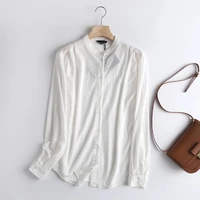 davedi autumn england style fashion blouse women simple white cotton stand collar blusas mujer de moda 2022 shirt women tops