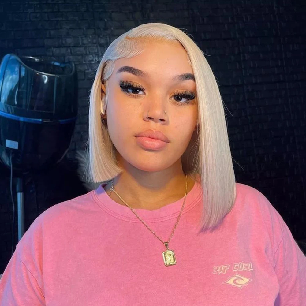 200% 4x4 13x4 613 парик из светлых волос человеческих на сетке спереди бразильский