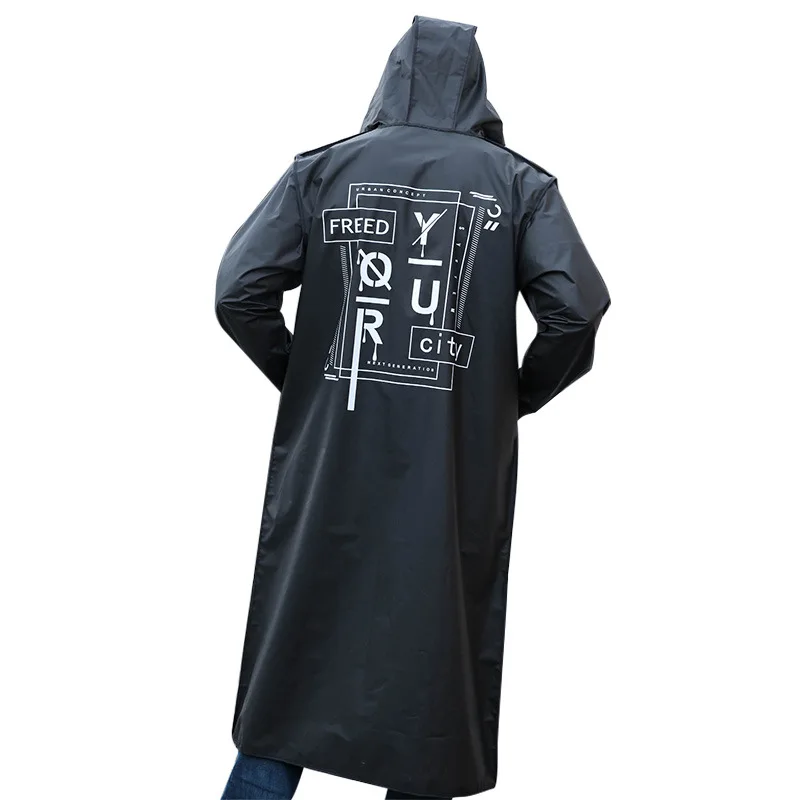 

Модный длинный дождевик для взрослых для мужчин и женщин, непромокаемый дождевик из ЭВА черного цвета, пончо для активного отдыха и походов, водонепроницаемая многоразовая куртка с капюшоном