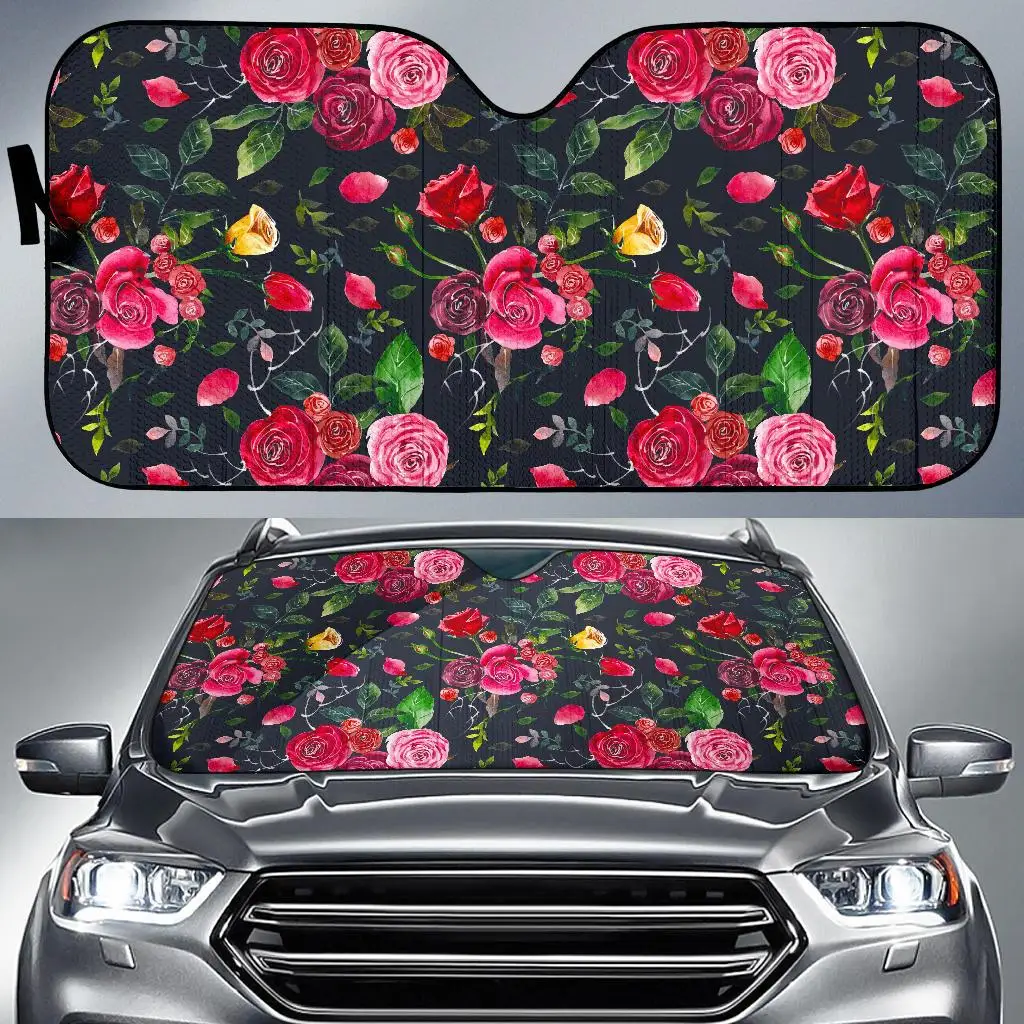 

Roses Floral Flower Pattern Print Car Sun Shade