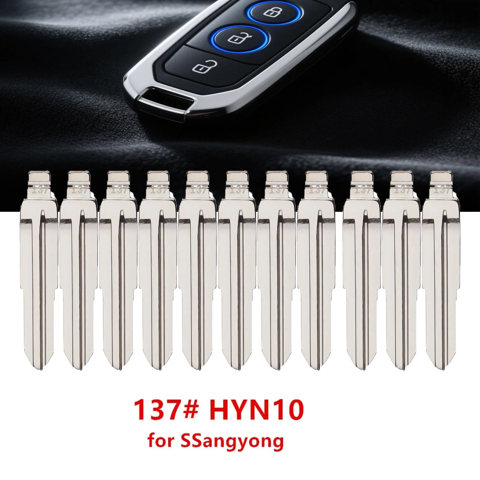 

10 шт. 137 # HYN10 металлический ключ с пультом дистанционного управления, откидной автомобильный ключ, заготовка для Ssangyong для keydiy KD xhorse VVDI JMD Lock System