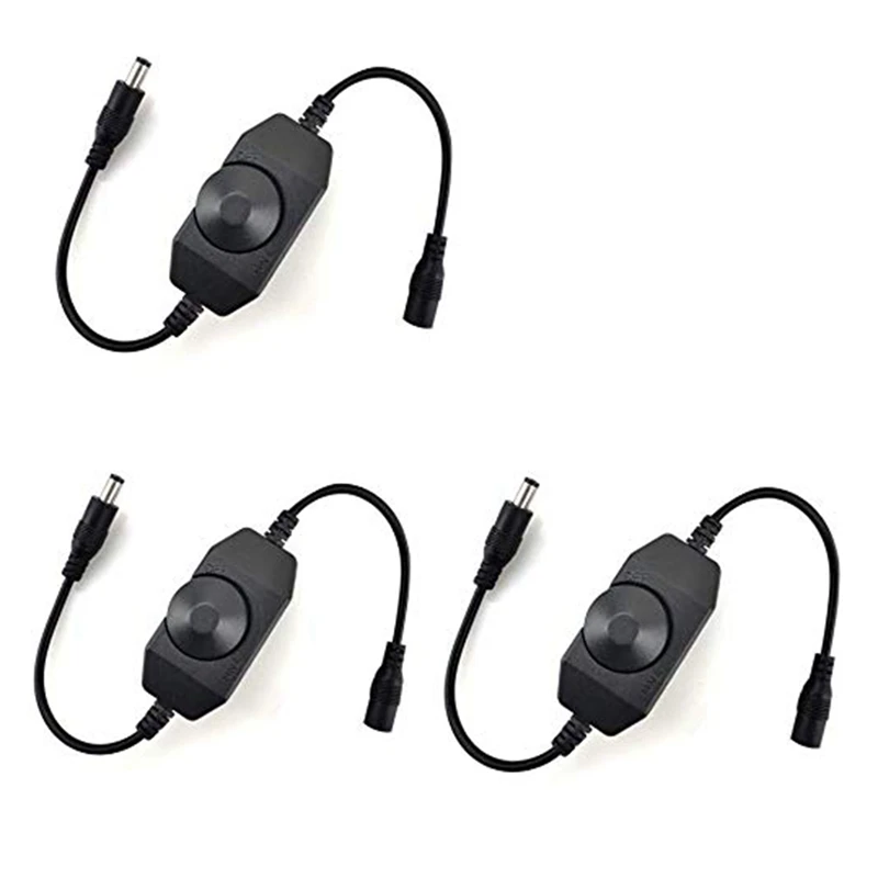 

LED Strip Lights Dimmer Switch Stepless Compatible For LED Dimmable Lights, LED Rope Light 3528,5050,5630(3 Pack)
