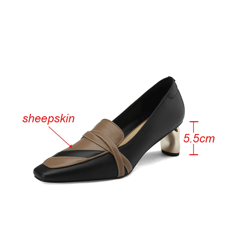 Cialisa Women Pumps New 2023 Spring Fashion Genuine Leather Mixed Colors Shoes Square Toe Strange Style High Heel Lady Footwear