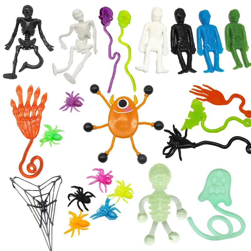 5Pcs Elastically Stretchable Sticky Skeleton Skull Spider Squishy Wall Climbing Gag Prank Toys for Children Halloween Decoration 5Pcs Elastically Stretchable Sticky Skeleton Skull Spider Squishy Wall Climbing Gag Prank Toys for Children Halloween Decoration