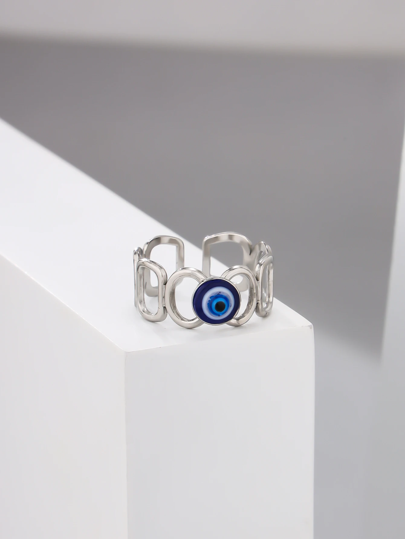 Original Design Devil's Eye Ring Blue Eye Ring Multi Style Design Flower Alloy Opening Adjustable Men's and Women's Rings