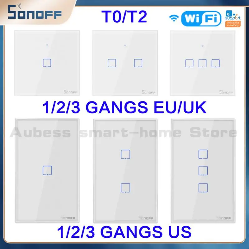 

SONOFF WiFi T2/T3/T0 EU/UK/US 1/2/3 Gang Smart Wall Touch Switch Smart Home Voice Control EWELink Works With Alexa Google Home
