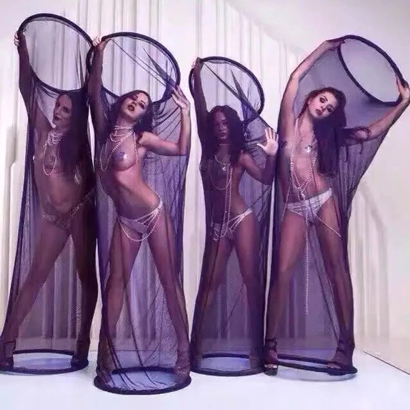 Новый ! Ночной клуб DS Dance Team Mysterious Black Gauze Cage gogo Performance Prop для сценического